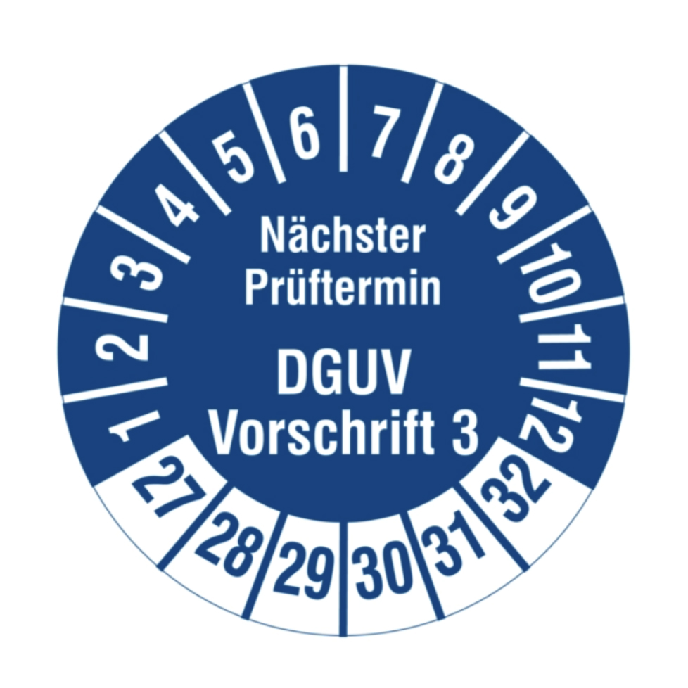 DGUV Prüfplakette - 2027-2032 - Polyethylen - Ø 30mm - 1000/Rolle